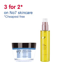 Three for two on selected Number Seven skin care
